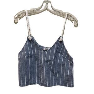 LF Rumor Boutique Striped Crop Top Blue and White Size Small